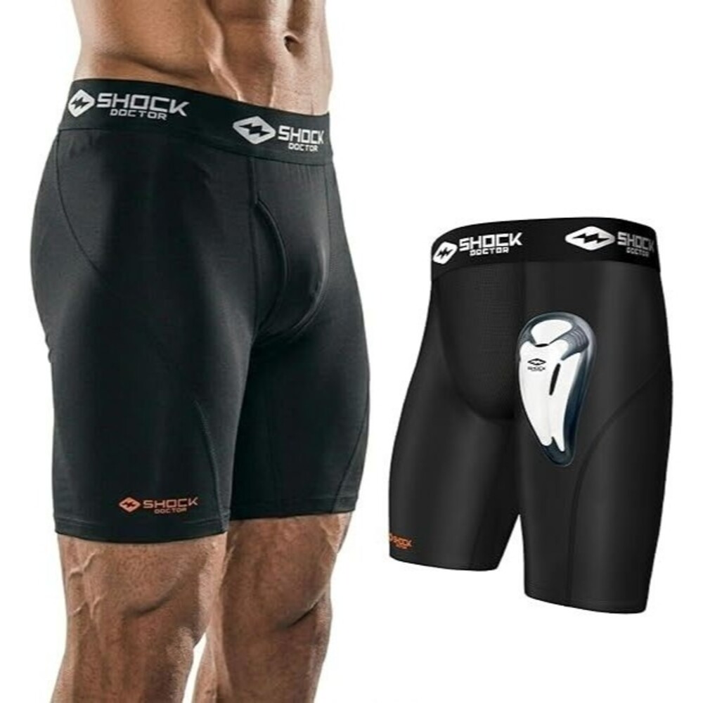 Shock Doctor Men's Adult Compression Shorts LARGE Black Protective Bio-Flex Cup